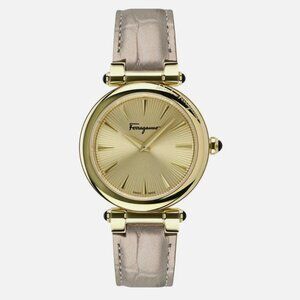 Ferragamo Womens Gold 36mm Strap Fashion Watch